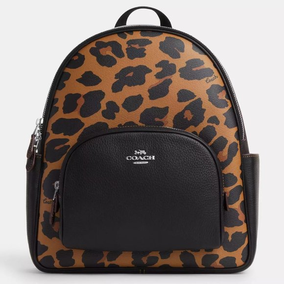 🥰Court Backpack With Signature Canvas And Leopard Print - Picture 1 of 12